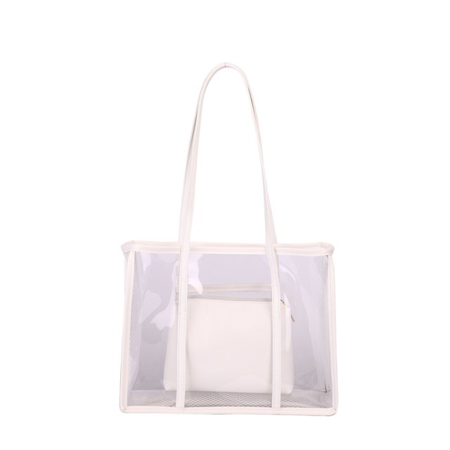 Bolso Hombro Transparente PVC Juego Forma Física Gran Capacidad Con () Blanco