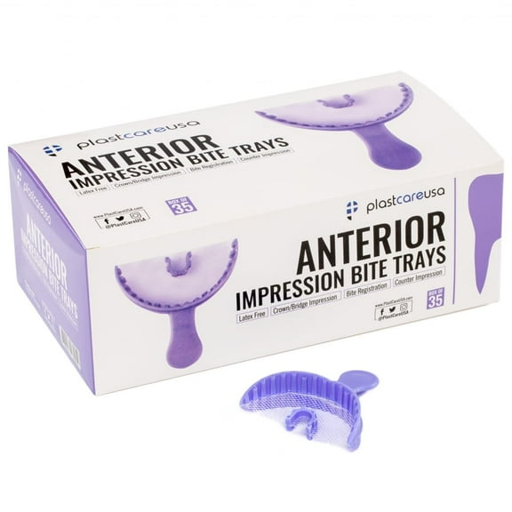 35 Anterior Disposable Impression Bite Trays for Teeth Molds (Purple)