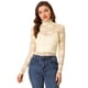 thumbnail image 1 of INSPIRE CHIC Blusa de encaje floral transparente con cuello simulado de manga larga para mujer Beige XS, 1 of 5
