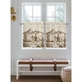 thumbnail image 2 of Beige Western Farmhouse 2 Panel Kitchen Curtains for Small Windows, Vintage Cowboys Cactus Bathroom Tier Curtain, Short Window Treatment for Bedroom/Living Room 55"x36", 2 of 6