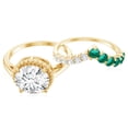thumbnail image 4 of Rosec Jewels Lab Diamond Engagement Ring Set with Lab Emerald Wedding Band - Authentically Certified, 18K Yellow Gold, US 3.00, 4 of 8