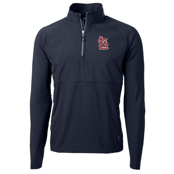 Men's Cutter & Buck Navy St. Louis Cardinals Adapt Eco Knit Hybrid Recycled Quarter-Zip Pullover Jacket