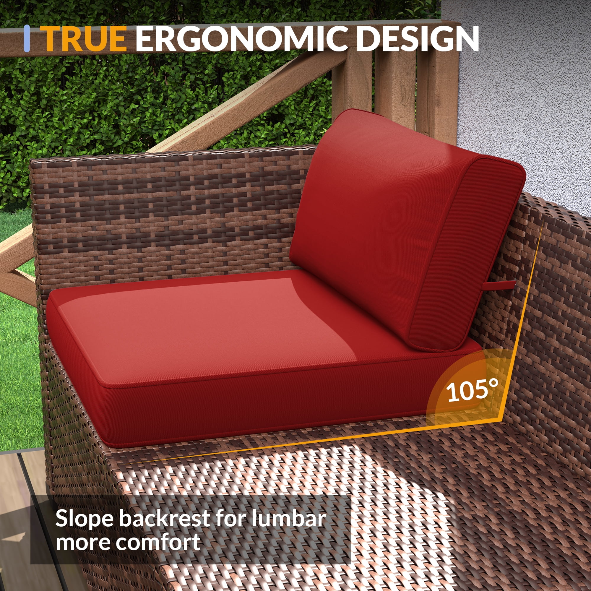 ELPOSUN 5 Pieces Patio Furniture Set, Outdoor Furniture Sectional Rattan Sofa for Backyard Garden(Burgundy)