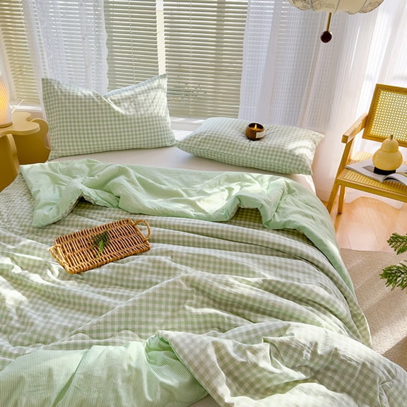 Deeceymbur Pure Cotton Plaid Quilt Lightweight Summer Blanket Twin Full Size Cooling Coverlet for Bedroom Sofa Machine Washable