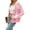 Pink, variant on HUBERY Women Daisy Print Single-Breasted Long Sleeve Knitwear Cardigan