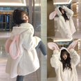thumbnail image 2 of lanema Women Winter Faux Hoodies for Ears Zip Up Fuzzy Plush Sweatshirt Coat Oversized Loose Parkas Outwear with Pockets, 2 of 20