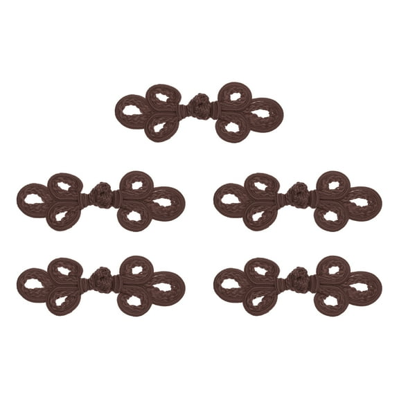 Uxcell 5 Pairs Chinese Knots Frog Buttons  Dark Brown Sewing Buttons Fasteners