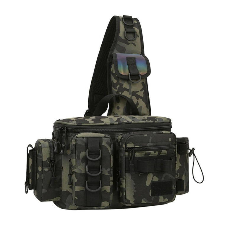 Fishing Tackle Storage Bag Rod Holder Waist Pack Chest Pack for Men S Size  Green Pattern