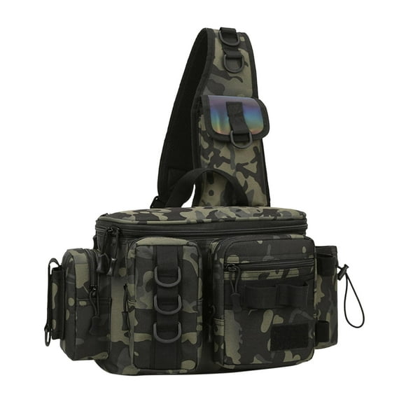 Almencla Sac pour Matériel de Pêche Porte-Canne Étui de Transport Sac Sac de Poitrine pour Hommes Femmes Randonnée Taille P Motif Vert
