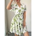 thumbnail image 6 of Jaimenalin Women'S Summer Short Sleeve Casual Dresses V-Neck Floral Party Dress Yellow-Green XL, 6 of 9