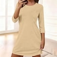 thumbnail image 2 of jobturf Womens Nightgown Casual Loose 3/4 Length Sleeve Sleepshirts Soft Comfy Pajama Dress Summer Fashion Lightweight Nightwear, 2 of 8