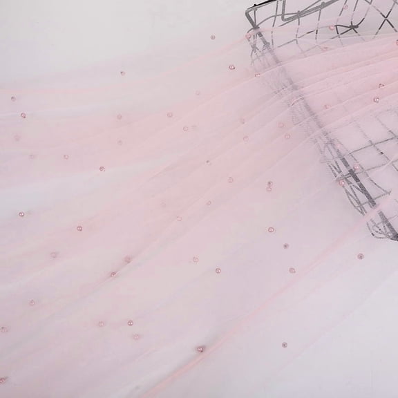 ERDOUY Blush Pearl Sheer Tulle Fabric 39x63 Inches, Elegant Mesh Material for Tutu Skirts, Wedding Arch, Bridal Veil & Party Table Decor,Pink A