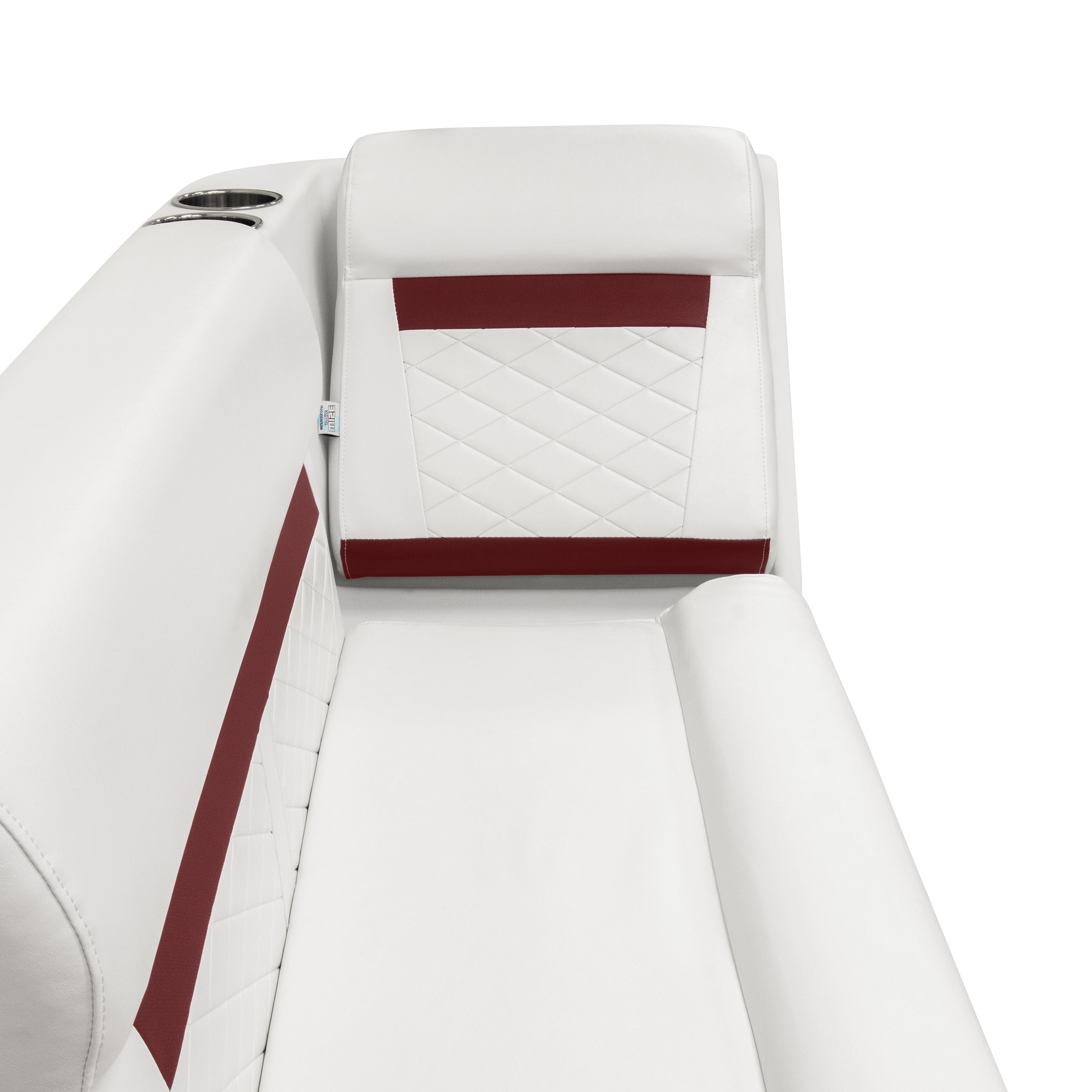 Wise DLX1305L-1906 DLX Series Pontoon Left Radius Lean Back Recliner - White / Crimson Red