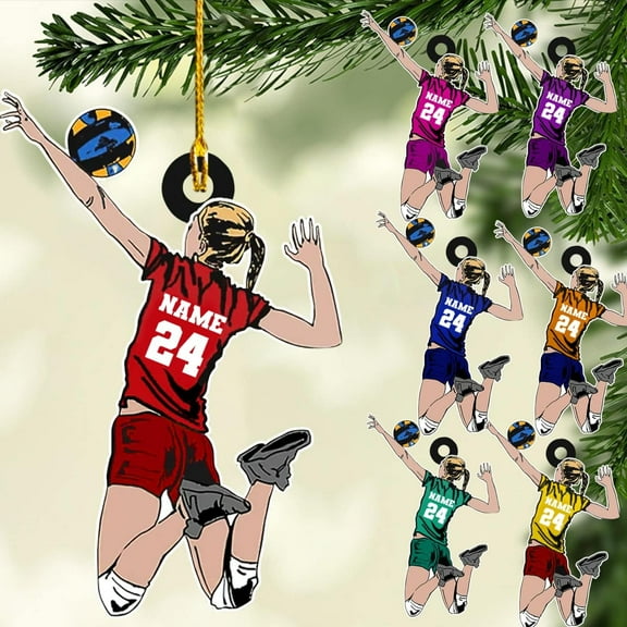 Personalized Name Volleyball Ornament for Chrismas 2023, Custom Wood Volleyball Ornaments for Christmas Tree, Volleyball Ornaments for Men, Boy Christmas Pine Tree Hanging