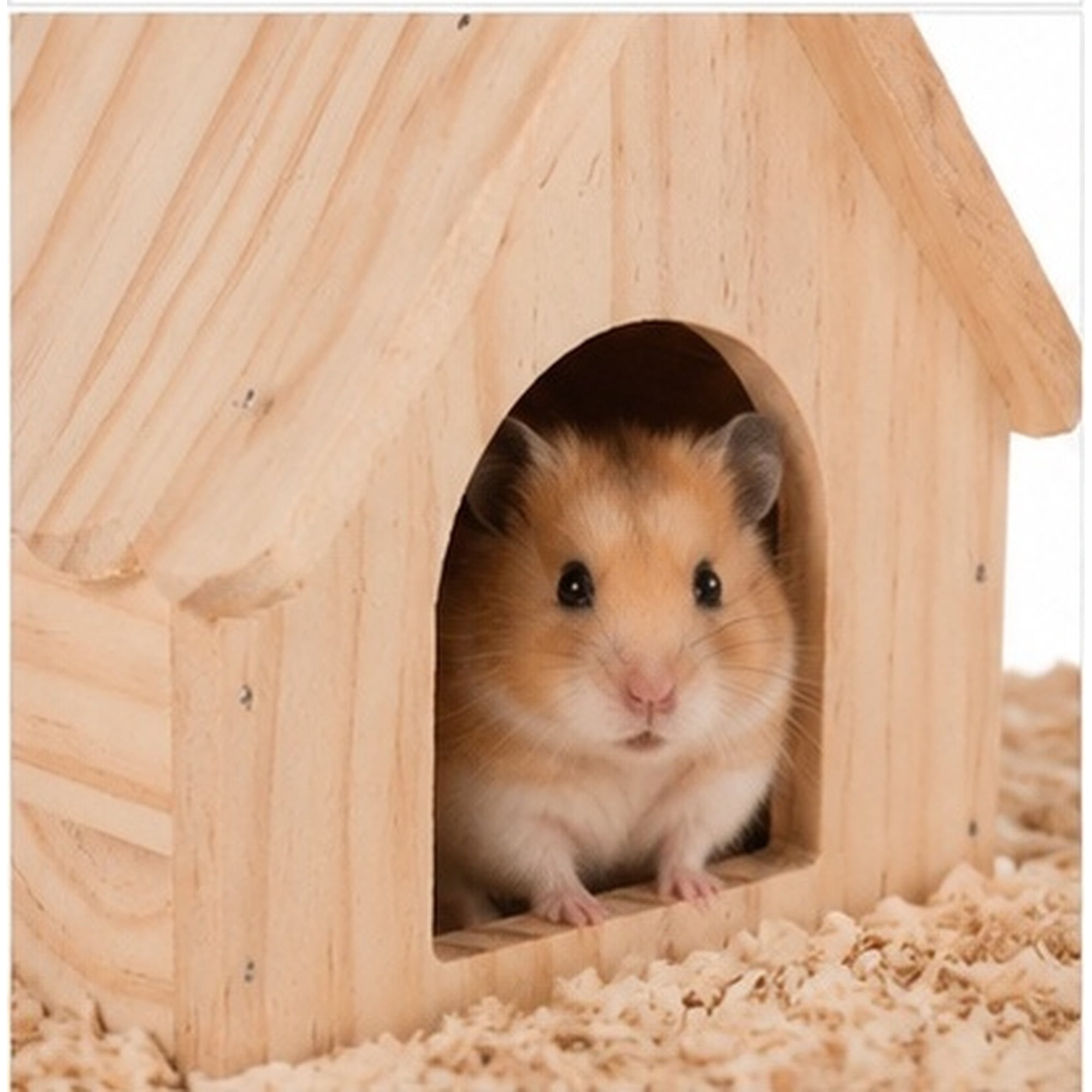 PAMINGONO Wooden Small Pet Hideout House for Hamster, Guinea Pig, Chinchilla, Cozy Chew-Safe Cage Accessory