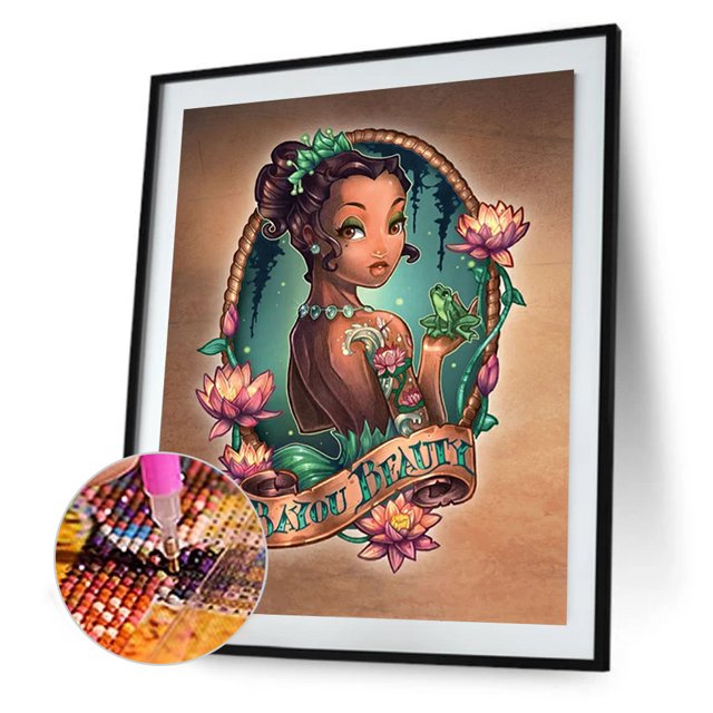 Cuadros Decorativos 5D bricolaje ronda completa taladro diamante pintura Tiana Kit hogar dormitorio decoración (A6193) Ehuebsd embutido en tela