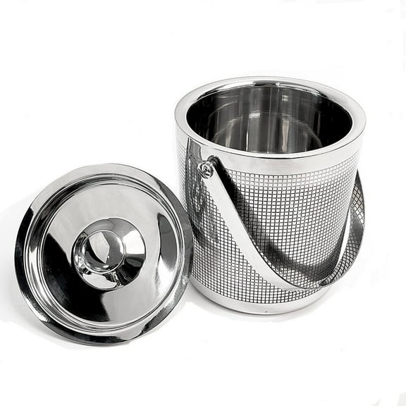 Lexi Home Etched Stainless Steel Double Wall Ice Bucket, 2L (67.5oz)