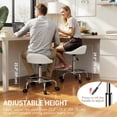 thumbnail image 4 of HOMCOM Tabouret Roulant Réglable, Chaise de Salon en PU avec Repose-Pieds, Blanc, 4 of 10