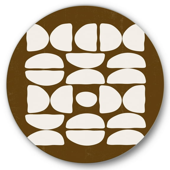 Designart 'Abstract Minimal Half Moons Composition' Modern Circle Metal Wall Art 36x36 - Disc of 36