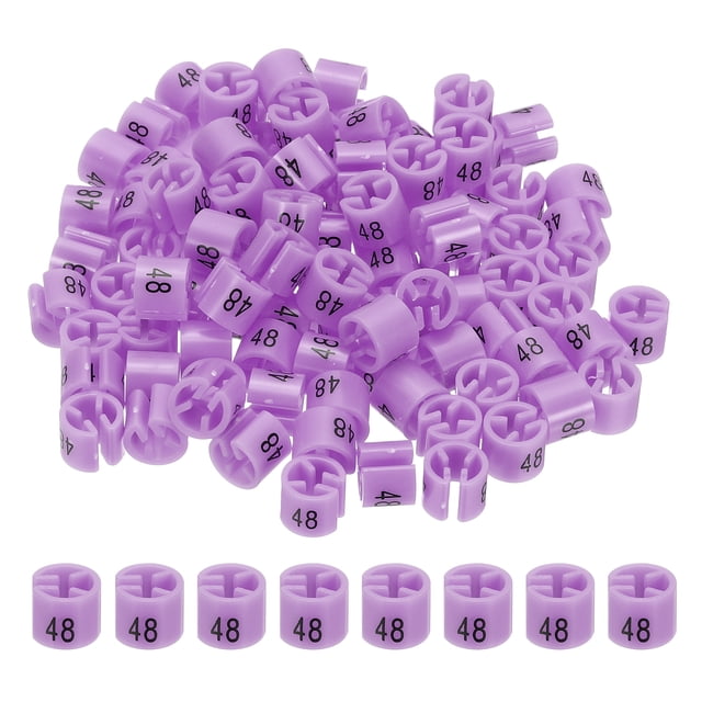 Marqueurs pour Cintres Numéro 48 Étiquettes Taille de Cintre Clips Ronds Étiquette de Codage Couleur, Violet Rose 100 Pcs