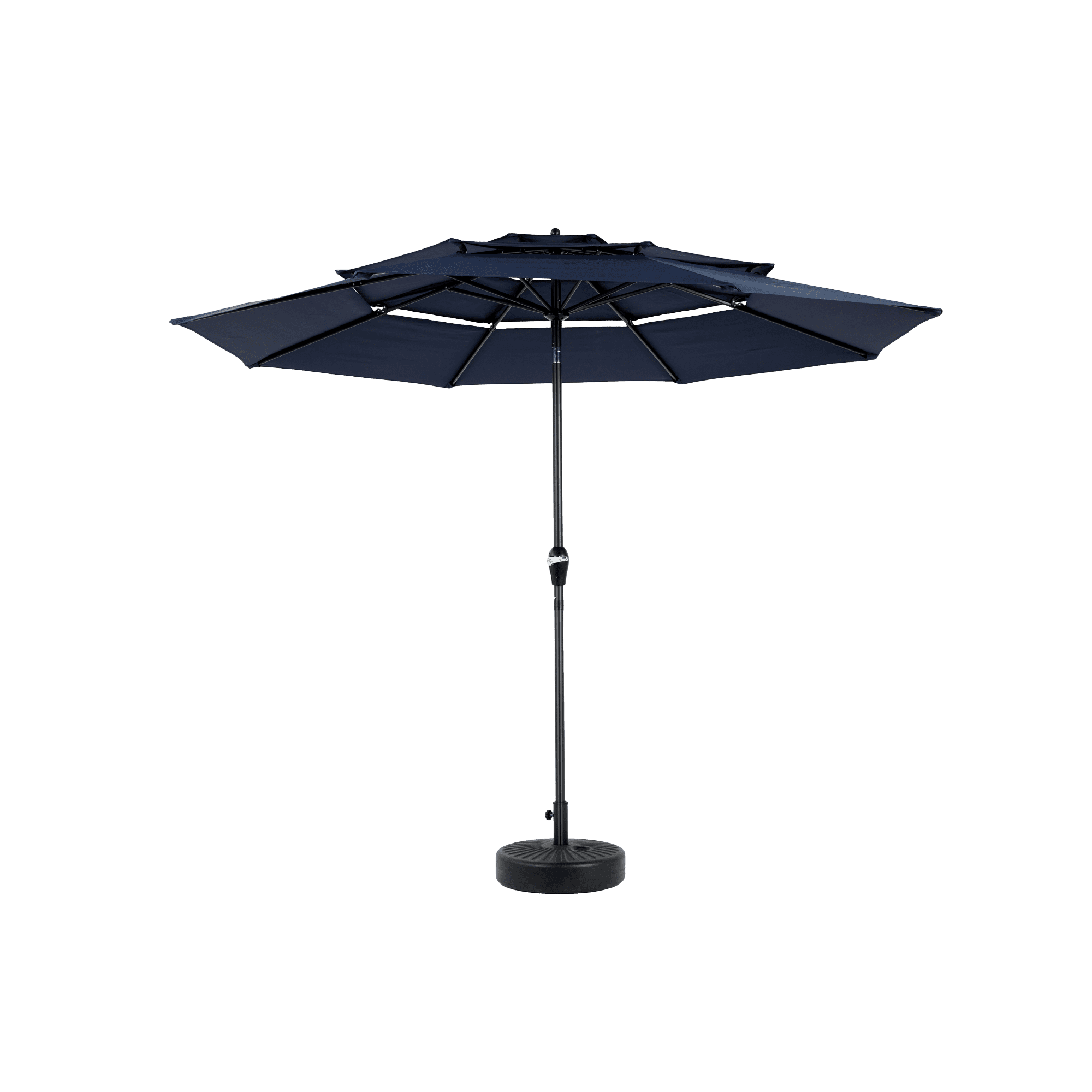 Leumius 10ft Outdoor Patio Umbrellas for Outside,3 Tier Auto-tilt Vented Market Table Umbrella for Backyard, Deck, Garden,Navy Blue(Base Not Included)