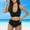 002Black, variant on Generic Womens Two Piece Swimsuits Tummy Control Bathing Suits High Waisted Bikini Sets V Neck Crisscross Tie Back Swimwear