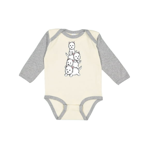 Inktastic kawaii westie stack Boys or Girls Long Sleeve Baby Bodysuit