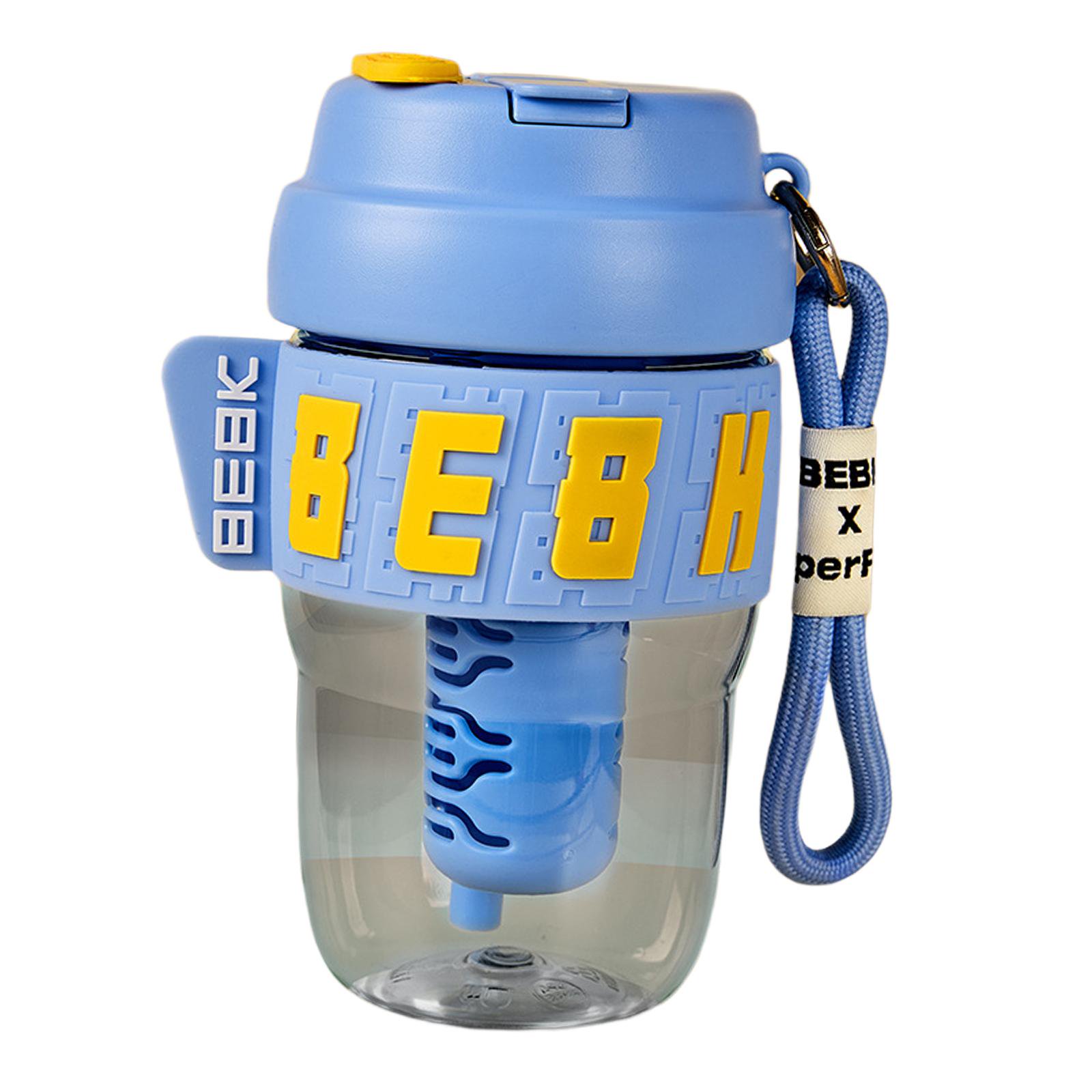 Portable Water Bottle Drinking Cup Water Kettle 19.6oz with Handle Strap Water Cup Coffee Cup with Lid for Outdoor, Women Men, Daycare, Hiking Blue