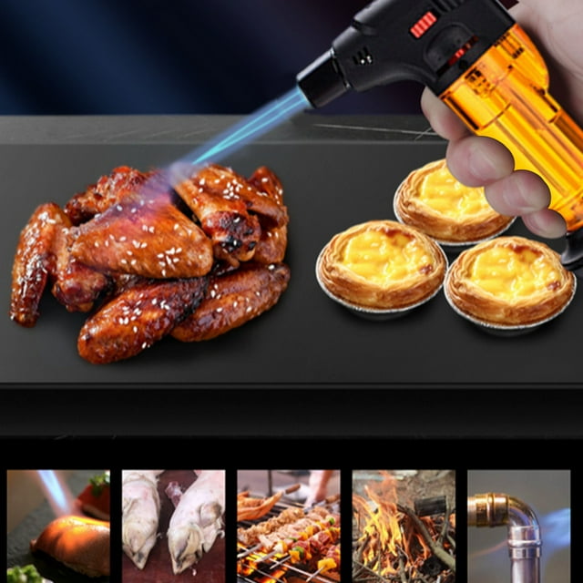 Komiseup Butane Lighter, Technical Cooking Lighter Refillable, Kitchen With Safe Lock And Can Be Changed Flame, Super Strong Blue Flame Torch For Kitchen