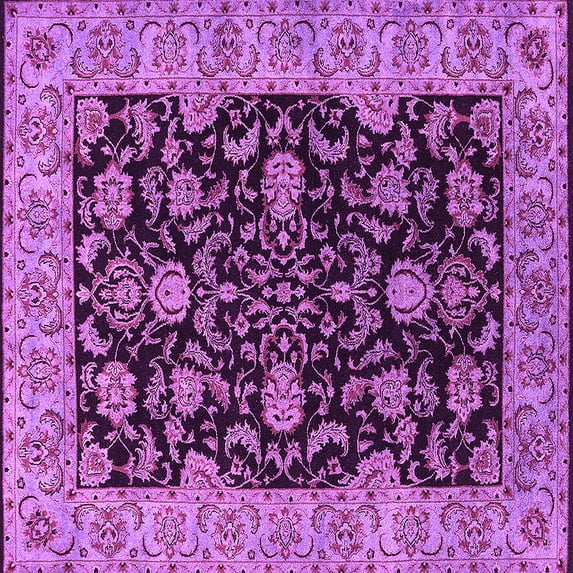 Ahgly Company Indoor Square Oriental Pink Industrial Area Rugs, 6' Square