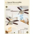 thumbnail image 4 of 48 Inch Farmhouse Ceiling Fan with Light and Remote Control, Quiet 6-Speed Reversible DC Motor, 5 Reversible Dual-Finish Blades, Redwood Nickel, for Indoor Use, 4 of 6