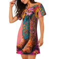 thumbnail image 2 of Fotbe Cowboy Boots With Flowers Bata de Dormir para Mujer con Estampado, Camisón de Algodón de Manga Corta, Ropa de Dormir Casual, 2 of 6