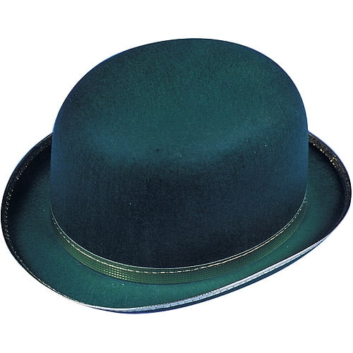 green felt derby hat