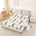 thumbnail image 2 of Manfei Pink Girly Bowtie Queen Sheets,Cute Cucumber Pattern Queen Sheet Sets,4 Pieces,1 Flat Sheet,1 Fitted Sheet and 2 Pillowcases, 2 of 6
