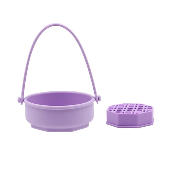 Dr.pedi Silicone Makeup Brush Cleaning Bowl with Handle & Detachable Brush Holder, Portable Cosmetic Tool Organizer for Washing & Drying Brushes (Purple)