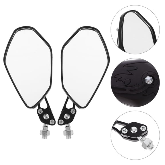 MERRYHAPY 1Pair Motorcycle Rearview Mirrors Black Sturdy Scooter Side Mirrors for Enhanced Safety and Visibility