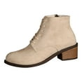thumbnail image 3 of Leozcaa Bottines à Talon Moyen Empilées avec Fermeture Éclair pour Femmes, Lacets Confortables, 3 of 9