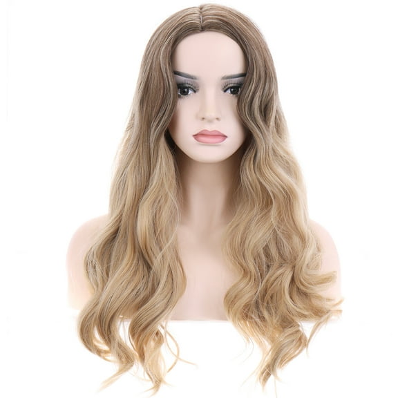 BERON Blonde Ombre Long Curly Wig for Women Heat Resistant Natural Looking Hair Wig for Party Cosplay or Daily Use