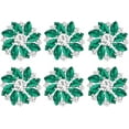 thumbnail image 2 of 1 box 6pcs Alloy Rhinestone Shank Buttons 1-Hole Flower Silver Emerald 26.5x26x7mm Hole: 1.6mm, 2 of 9
