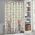 thumbnail image 6 of Bunny Easter Shower Curtain Set, Waterproof Shower Curtains for Bathroom, Spring Floral Eucalyptus Leaves Green Plaid Rustic Washable Fabric Bath Curtain for Bathtub with Hooks 54x78 Inches, 6 of 9