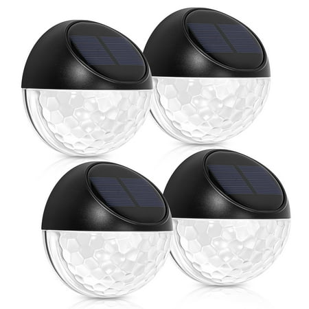 

SAINSPEED Solar Lights Step Lights Solar Fence Lights Solar Deck Lights Fence Solar Lights Solar Wall Lights Outdoor Deck Lights Waterproof Lights Porch Pool Patio (4 Pack)