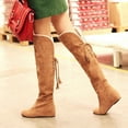 thumbnail image 3 of Cathalem Shoes Women Adult Female High Boots for Women over Knee Flat Heels Elevated Over Knee Boots Oversized Women's Knee High Boots for Women Flat Heel Brown 7.5, 3 of 5