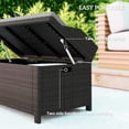 thumbnail image 4 of Outsunny Storage Bench Rattan Wicker Garden Deck Box Bin with Interior Waterproof Bag and Comfy Cushion, Gray, 4 of 9