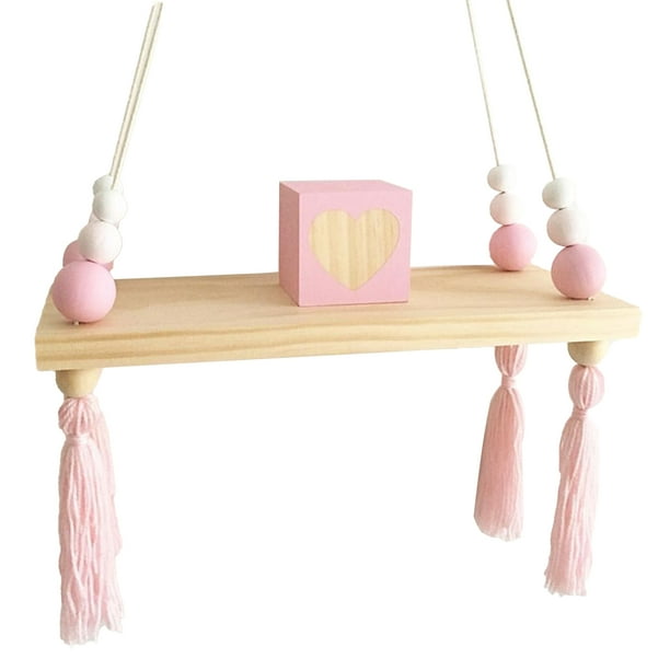 Decoración Nórdica Para Niños, Estante De Almacenamiento Con Borlas, Estante Para Colgar En La Pared, Juguetes De Madera, Modelo De Habitación Para Bebés Y Niños, Decoración Ártica Para El Hogar sonducket HA026156-01