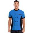 thumbnail image 1 of Hansber Unisex Lightweight Chef Coat Professional Cook Chef Jacket Kitchen Work Uniform for Men and Women Blue XL, 1 of 5