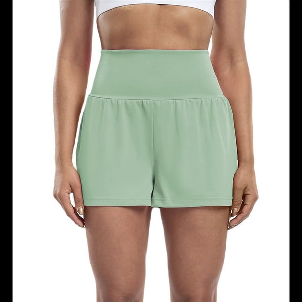 Pantalones Cortos Fluidos para Correr, para Mujer, para Entrenamiento, Atletismo, Gimnasio, Yoga, Cintura Alta, con Bolsillos, Verano. Judías M