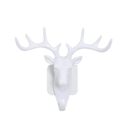 

NICEXMAS Vintage Deer Head Antlers Wall Hook for Hanging Clothes Hat Scarf Key Deer Horns Hanger Rack Wall Decoration (White)