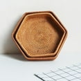 thumbnail image 6 of Clearance Fruit Plate under $15 Rattan Hex Tray Desktop Decor Coffee Table Tray Fruit Serving Trays Sandwich Containers Table Decorations Wicker Picnic Basket Woven Bread Basket Wooden Vintage C, 6 of 9