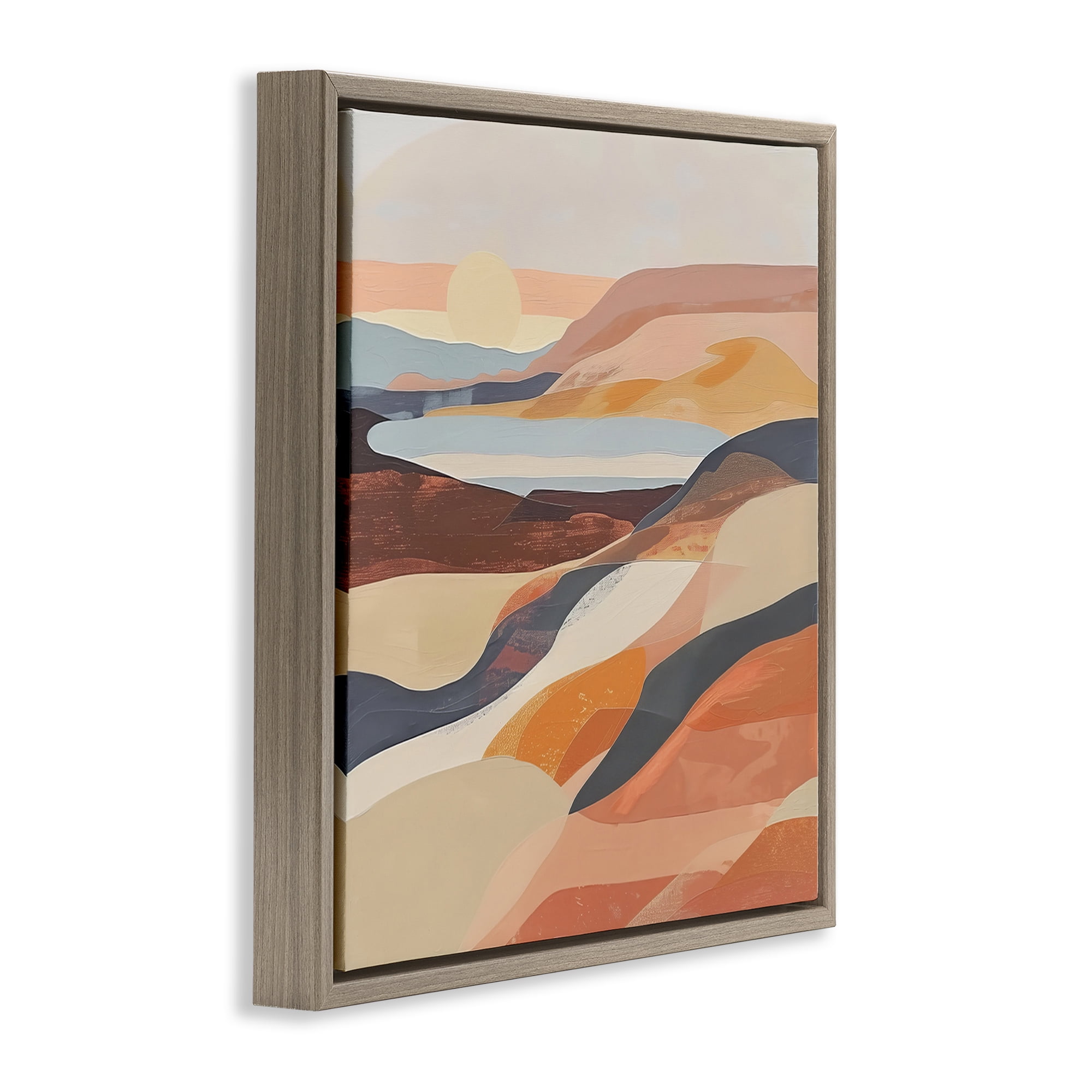 Stupell Industries Layered Canyon Hills Landscape & Nature Painting Brown Floater Framed Canvas Art Print Wall Art, 18 x 18