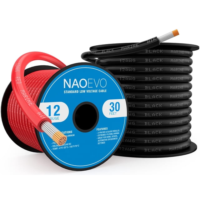 Cable Marino NAOEVO calibre 12 de cobre estañado PVC 18 m IP68